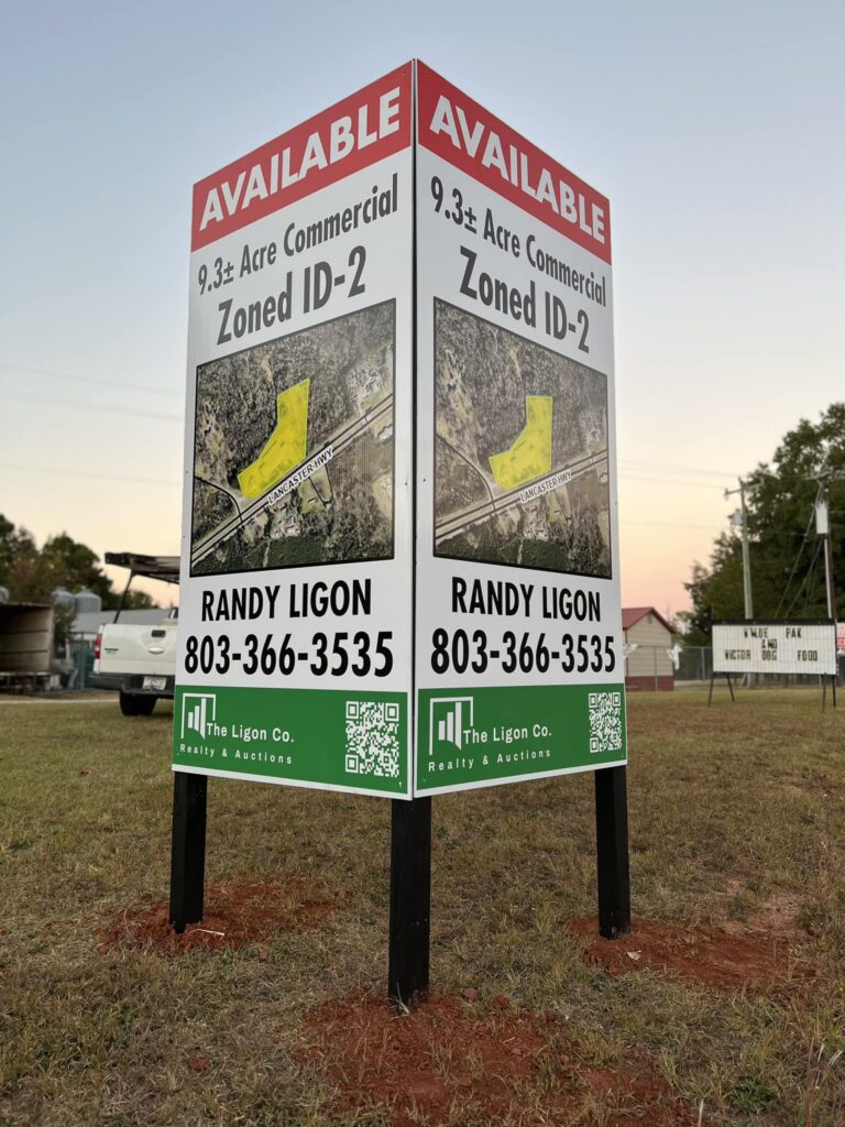 V sign painted post and panel